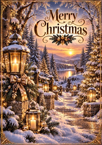 Winter Wonderland Luxury Christmas A4 Portrait Card Topper