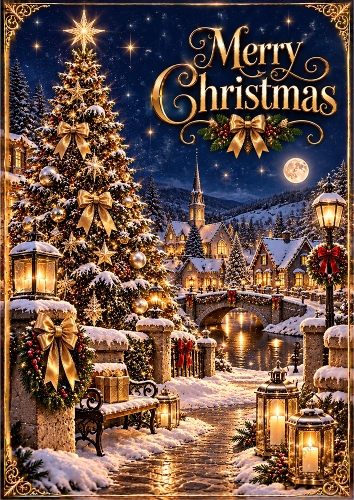 Midnight Christmas Luxury Christmas A4 Portrait Card Topper
