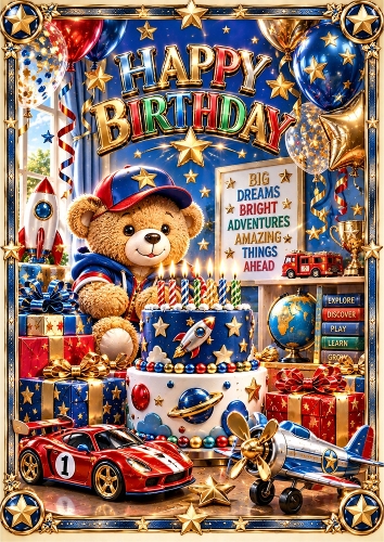 Birthday Adventure Luxury A4 Portrait Birthday Card Topper