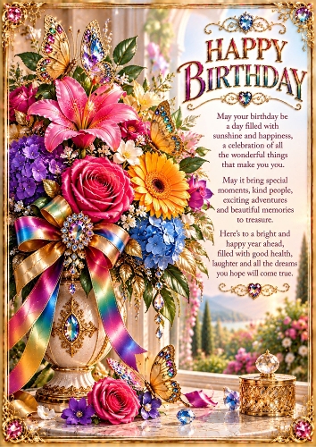 Rainbow Celebration Luxury A4 Portrait Birthday Card Topper
