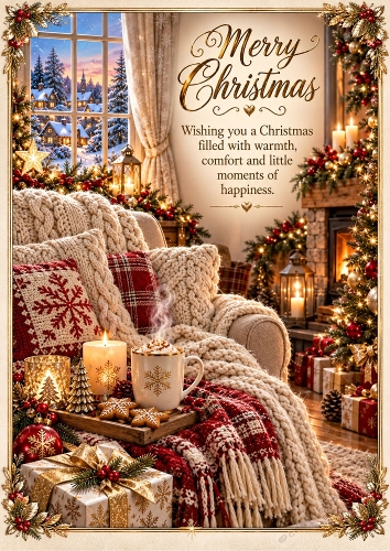 Cosy Knitted Christmas A4 Portrait Card Topper