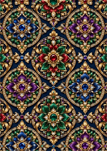 Jewelled Floral Medallions Luxury A4  Luxury Seamless Pattern Background 