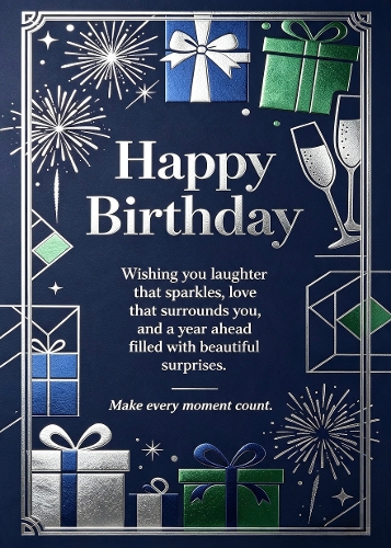 Midnight Sparkle A4 Portrait Birthday Card Topper