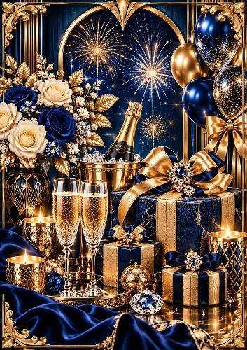 Sapphire And Gold Luxury Birthday A4 Portrait Card Topper