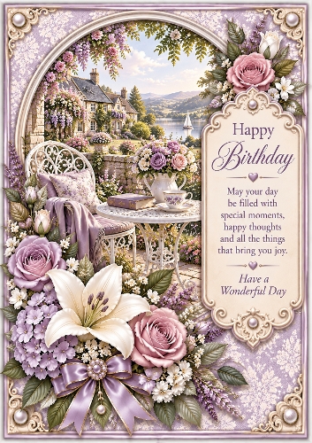 Vintage Romantic Birthday A4 Portrait Card Topper