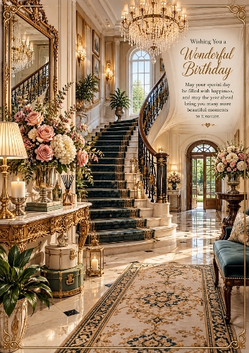 Grand Manor Hall A4 Portrait Birthday Card Topper