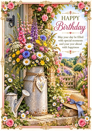 Wildflower Milk Churn A4 Portrait Card Topper 