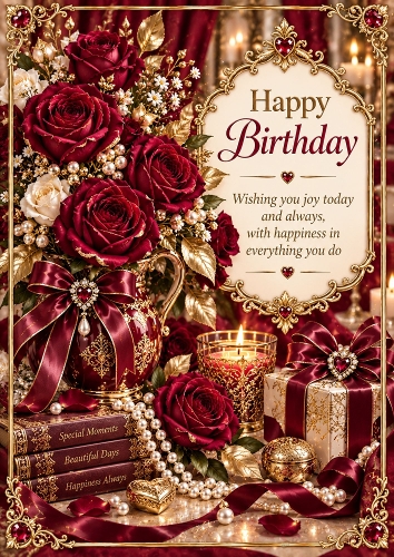 Burgundy Luxury Birthday A4 Card Topper