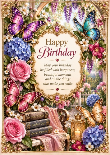 Butterfly Birthday Garden A4 Card Topper