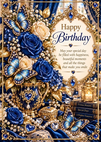 Sapphire And Gold Birthday A4 Card Topper