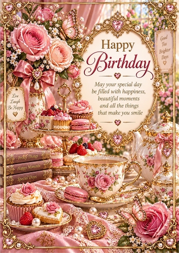Afternoon Tea Birthday A4 Card Topper