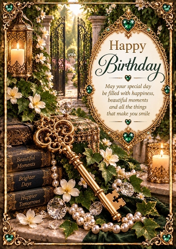 Secret Garden Key Birthday A4 Card Topper