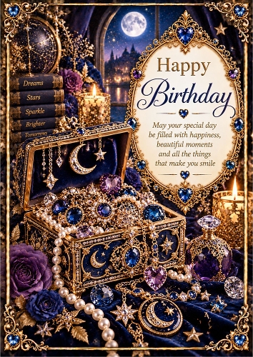 Celestial Jewellery Box Birthday A4 Card Topper