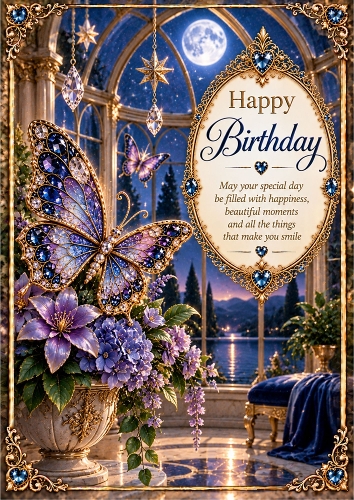 Starlight Butterfly Conservatory Birthday A4 Card Topper
