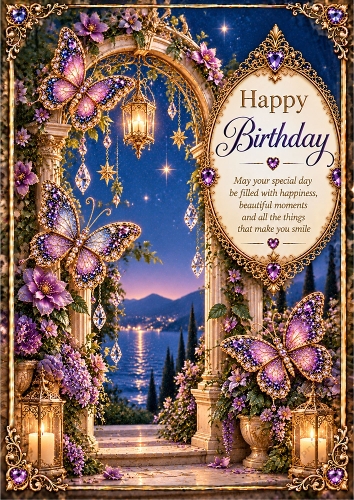 Celestial Garden Arch Birthday A4 Card Topper