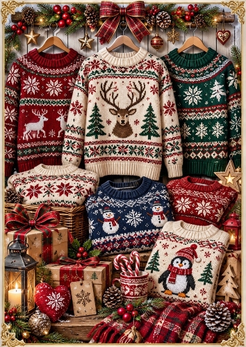 Knitted Christmas Jumper Theme A4 Card Topper