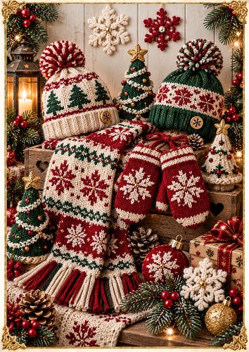 Knitted Winter Woolly Wonderland A4 Card Topper