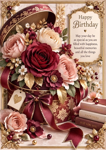 Luxury Hat Box Birthday A4 Portrait Card Topper