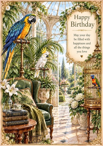 Gentlemans Aviary Birthday A4 Portrait Card Topper