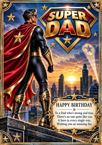 Super Dad A4 Portrait Birthday Card Topper