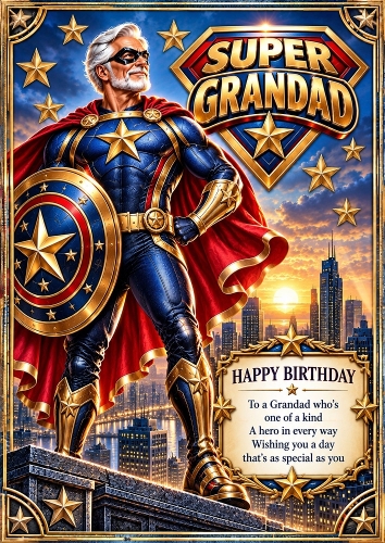Super Grandad A4 Portrait Birthday Card Topper