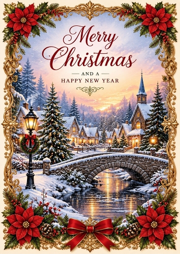 Christmas Village Elegance A4 Portrait Card Topper