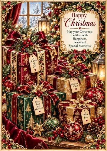 Christmas Gift Boutique A4 Portrait Card Topper