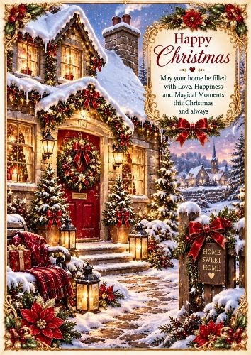 Luxury Christmas Cottage A4 Portrait Card Topper