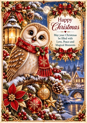 Christmas Owl A4 Portrait Card Topper