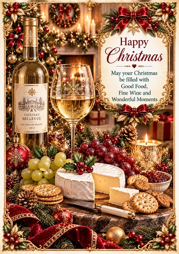 Christmas Cheese And Wine A4 Portrait Card Topper