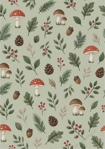 Misty Woodland A4 Portrait Seamless Pattern Background