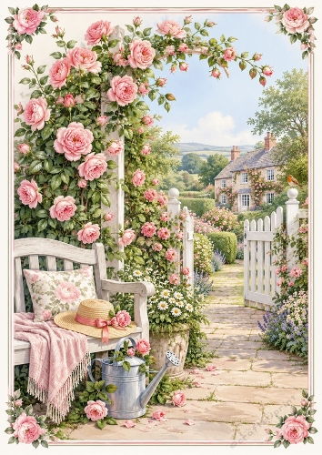 English Rose Garden A4 Portrait