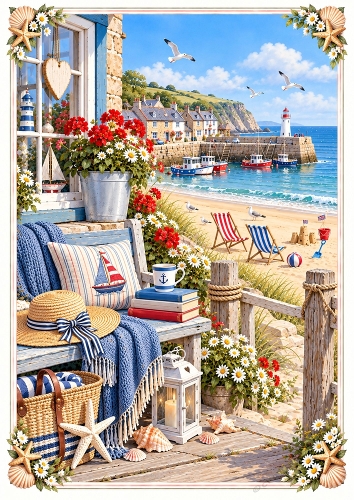 At The Seaside A4 Portrait Card Topper