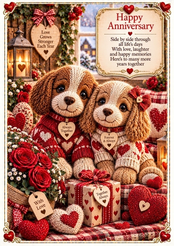 Anniversary Puppies A4 Portrait Card Topper