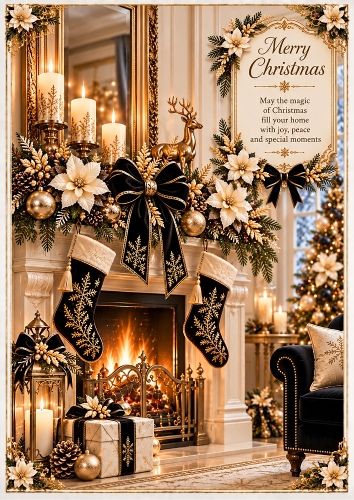 Midnight Luxury Christmas Tree A4 Portrait Card Topper