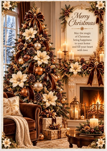 Chocolate Christmas Parlour A4 Portrait Card Topper