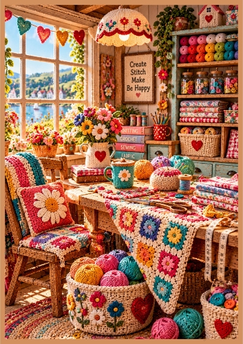 Knitted Craft Room A4 Portrait Card Topper