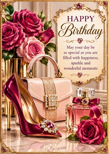 Glamorous Birthday A4 Portrait Card Topper