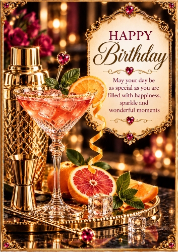 Cocktails Birthday A4 Portrait Card Topper