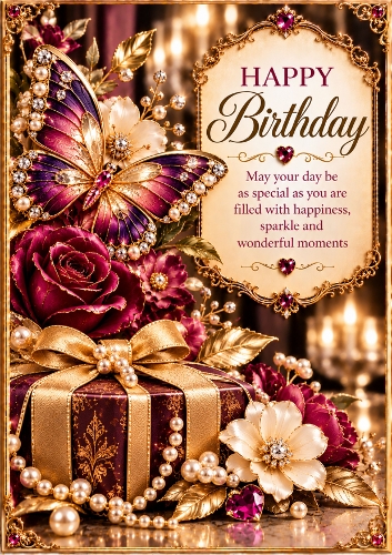 Luxury Butterfly Birthday A4 Portrait Card Topper