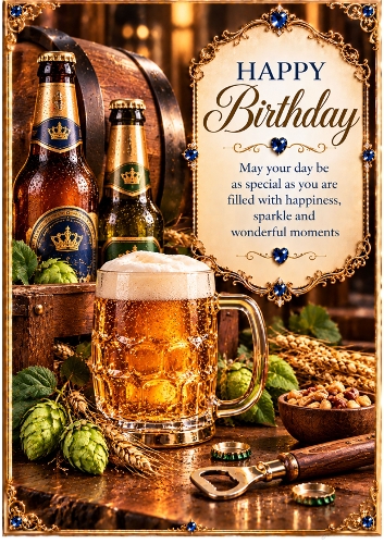 Craft Beer Birthday A4 Portrait Card Topper