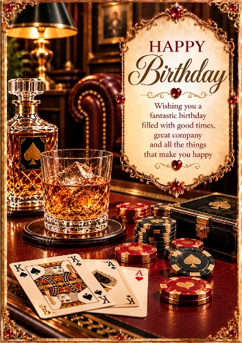 Gentlemans Casino Night Birthday A4 Portrait Card Topper