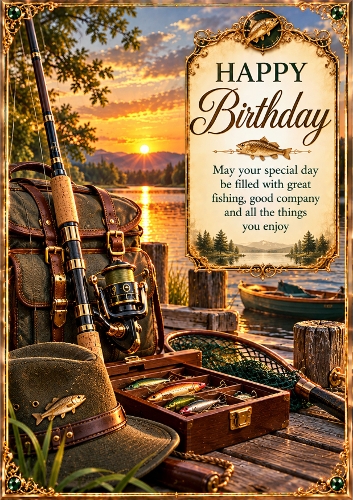 Gentlemans Fishing Birthday A4 Portrait Card Topper