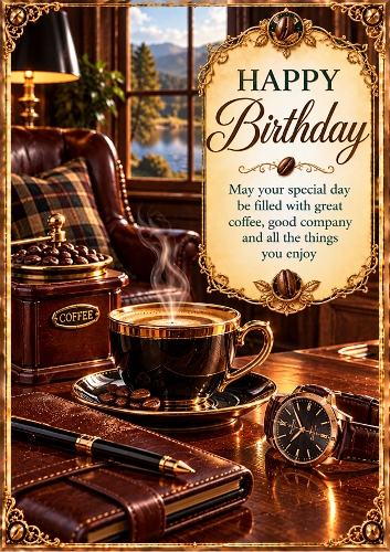 Gentlemans Coffee Birthday A4 Portrait Card Topper