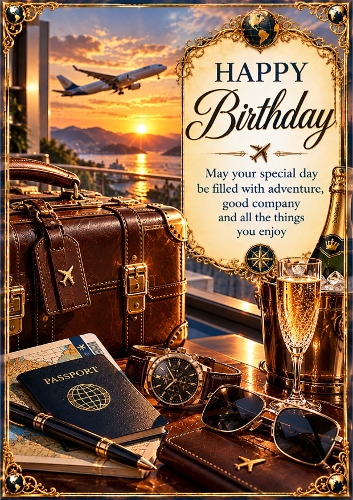 Luxury Traveller Birthday A4 Portrait Card Topper