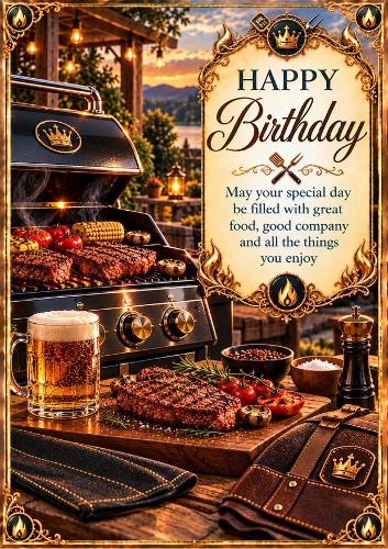 BBQ King Birthday A4 Portrait Card Topper