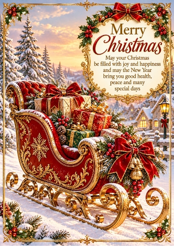 Santas Sleigh Christmas A4 Portrait Card Topper