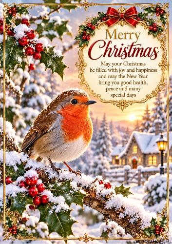 Winter Robin Christmas A4 Portrait Card Topper