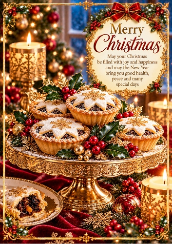 Festive Mince Pies Christmas A4 Portrait Card Topper