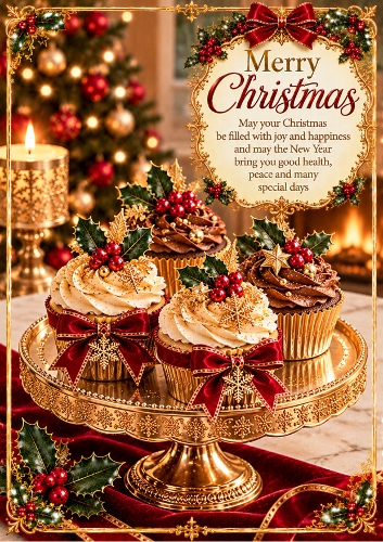 Luxury Christmas Cupcakes Christmas A4 Portrait Card Topper